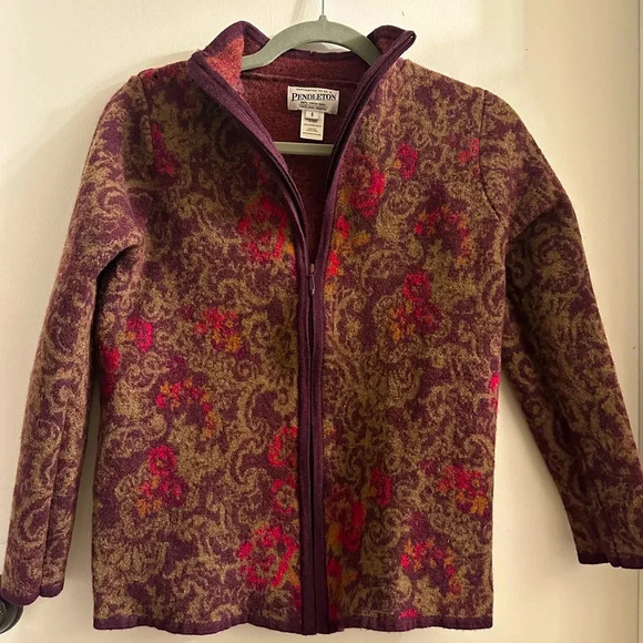 Pendleton Women's small 100% Virgin Wool Paisley Full Zip Cardigan Sweater - Picture 1 of 4